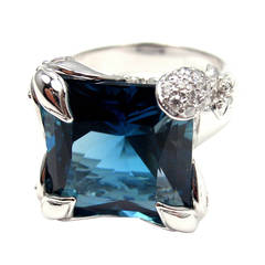 Carrera Y Carrera Jazmin Blue Topaz Diamond Gold Ring