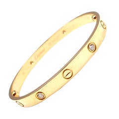Cartier Love Four Diamond Gold Bangle Bracelet