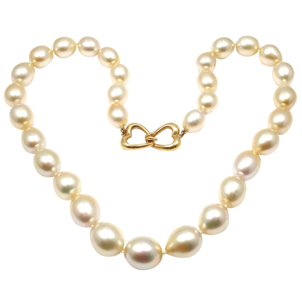 Andrew Clunn Golden Tahitian Pearl Yellow Gold Necklace For Sale