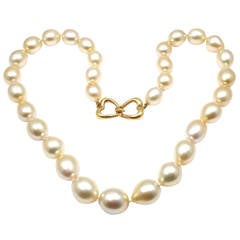 Retro Andrew Clunn Golden Tahitian Pearl Yellow Gold Necklace