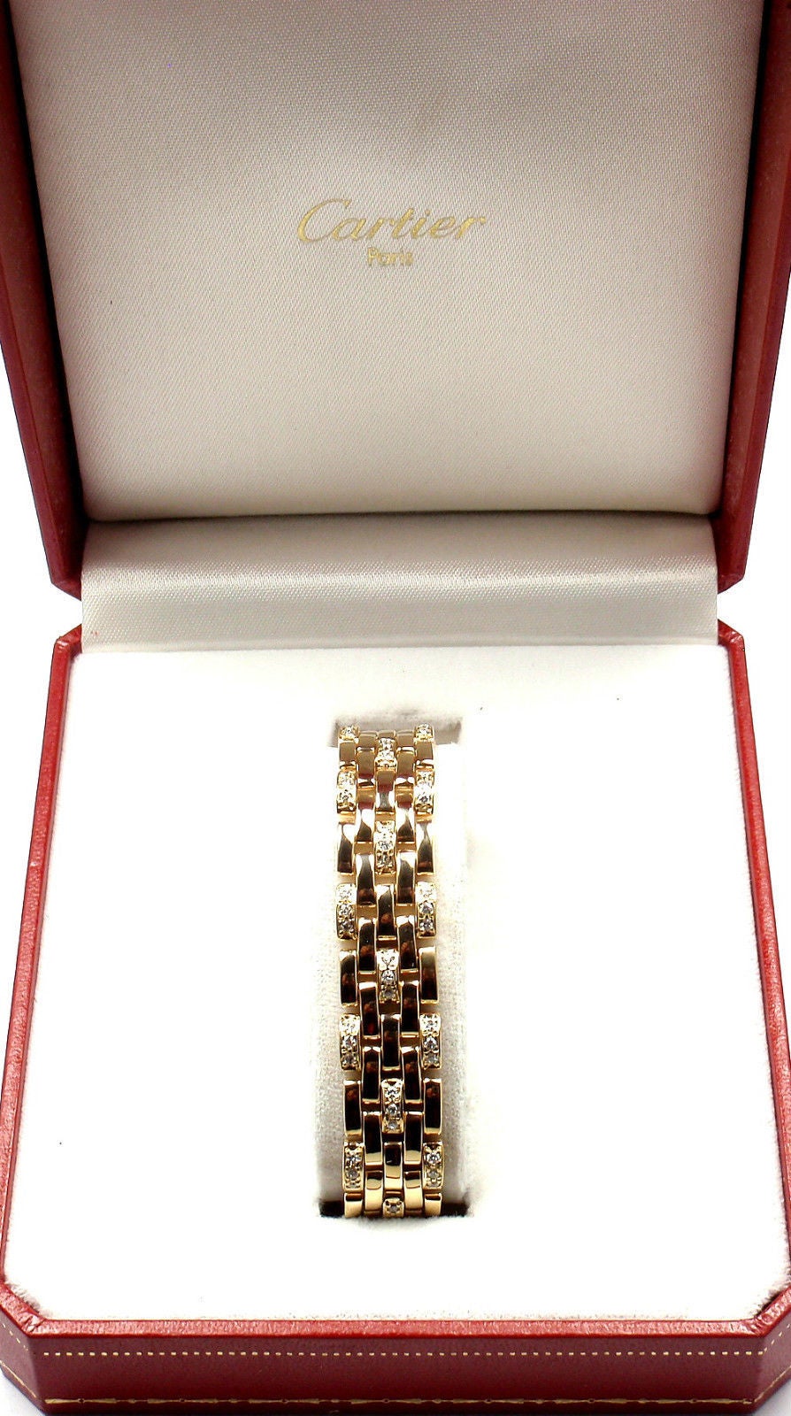 Women's Cartier Maillon Panthere Diamond Five Row Link Gold Bracelet