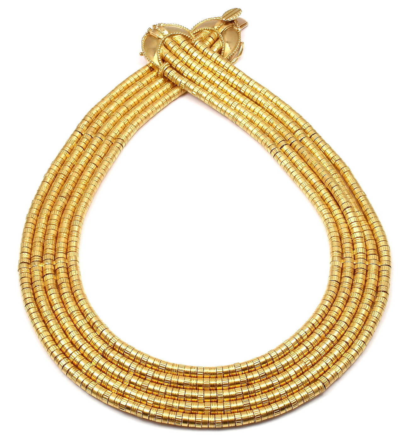 Ilias Lalaounis Helen of Troy 5 Row Bead Yellow Gold Necklace In New Condition In Holland, PA