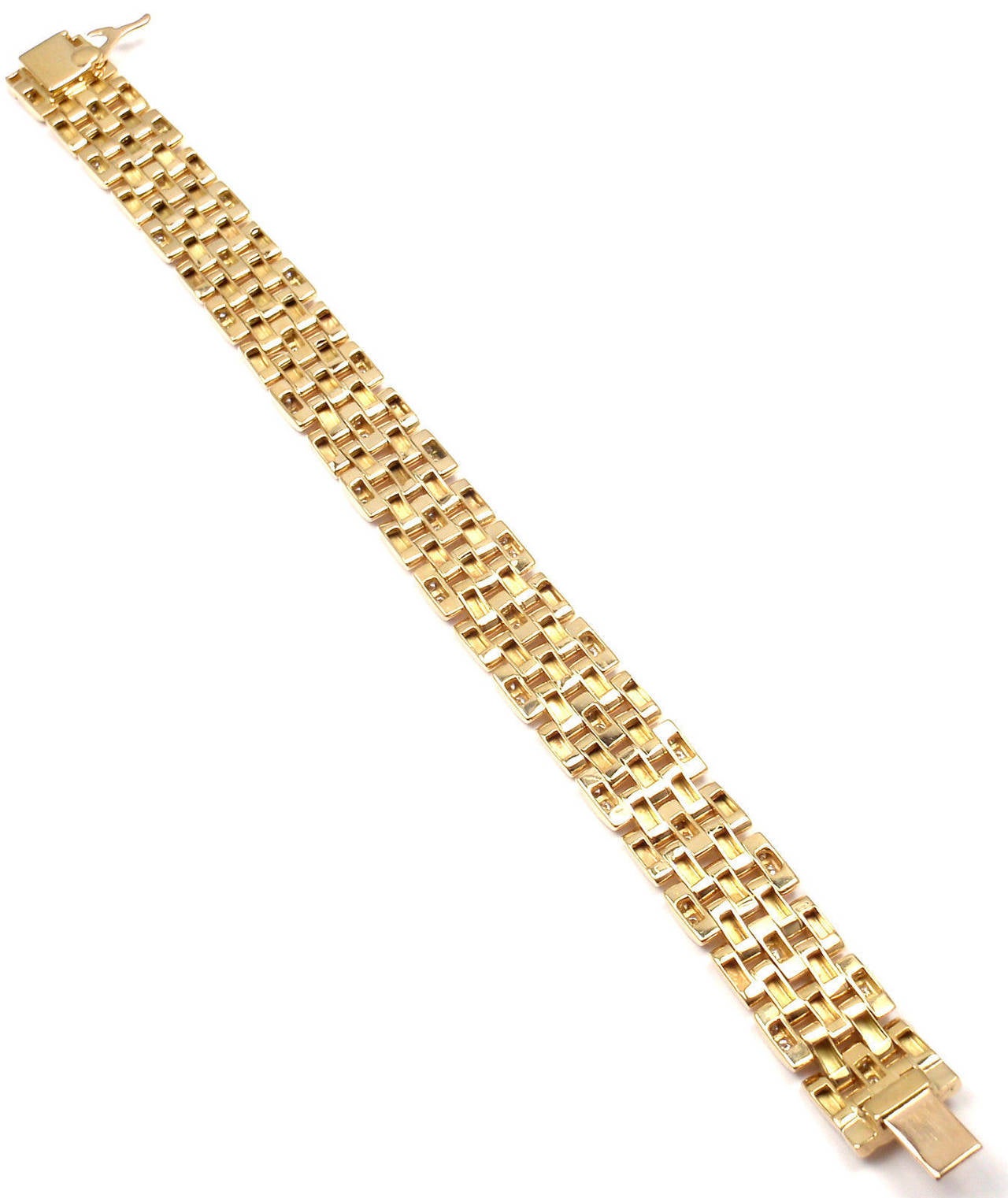 Cartier Maillon Panthere Diamond Five Row Link Gold Bracelet In New Condition In Holland, PA