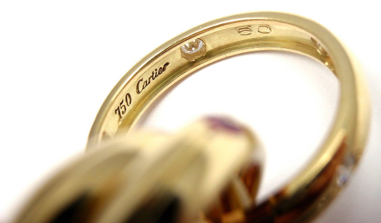 Cartier Trinity Ruby Sapphire Diamond Gold Band Ring In New Condition In Southampton, PA