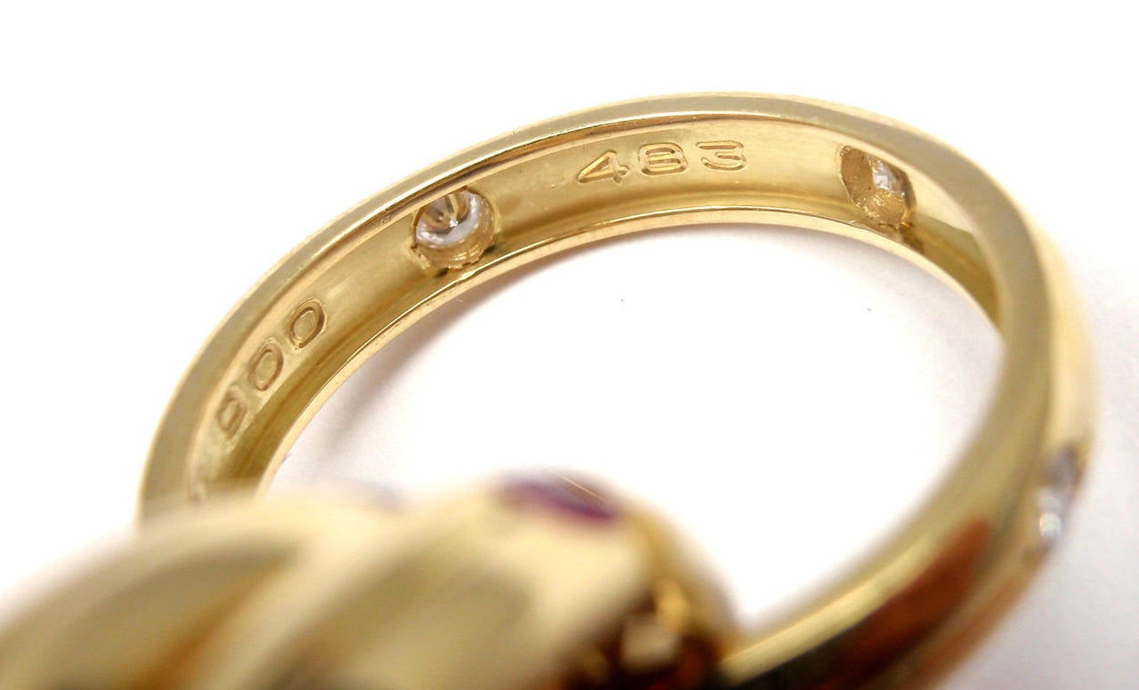 Cartier Trinity Ruby Sapphire Diamond Gold Band Ring 3