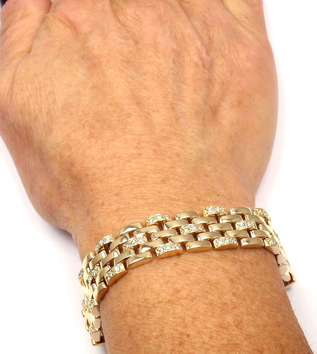 Cartier Maillon Panthere Diamond Five Row Link Gold Bracelet 2
