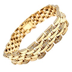 Cartier Maillon Panthere Diamond Five Row Link Gold Bracelet