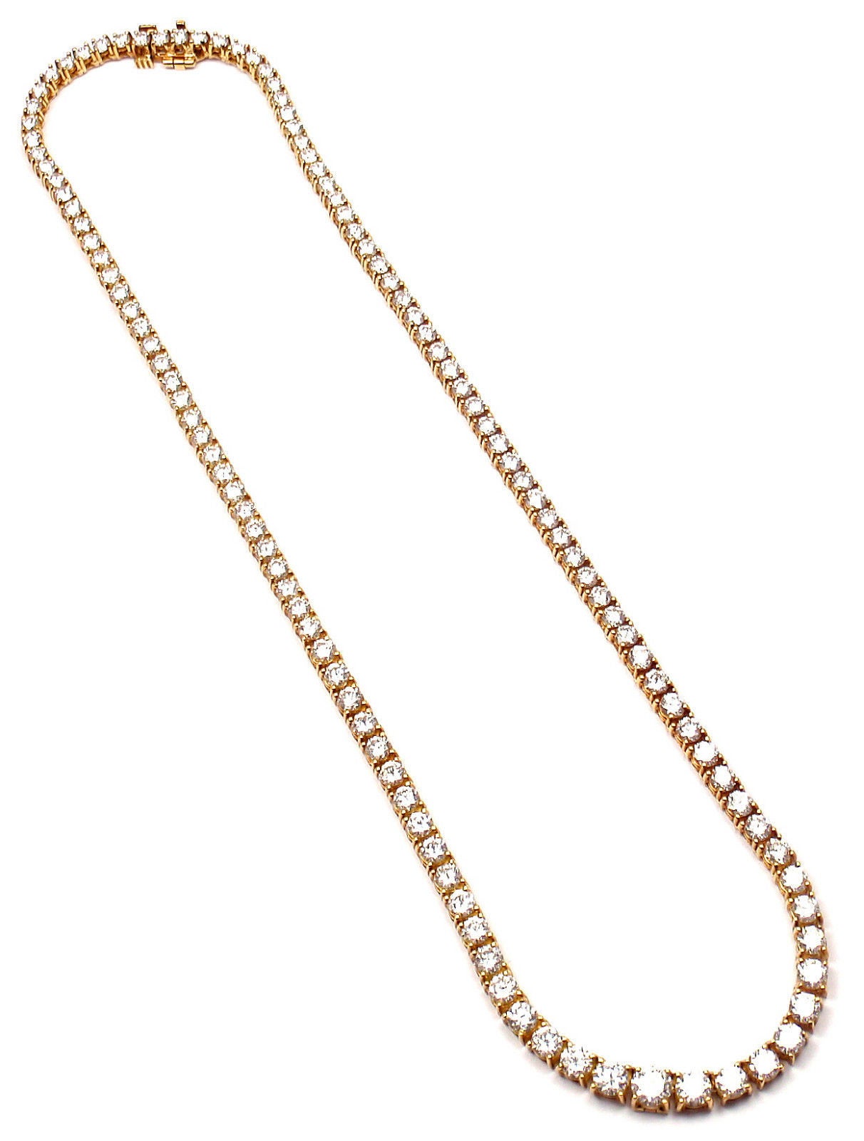 Tiffany & Co. 12.38 Carat Diamond Gold Tennis Necklace In New Condition In Holland, PA