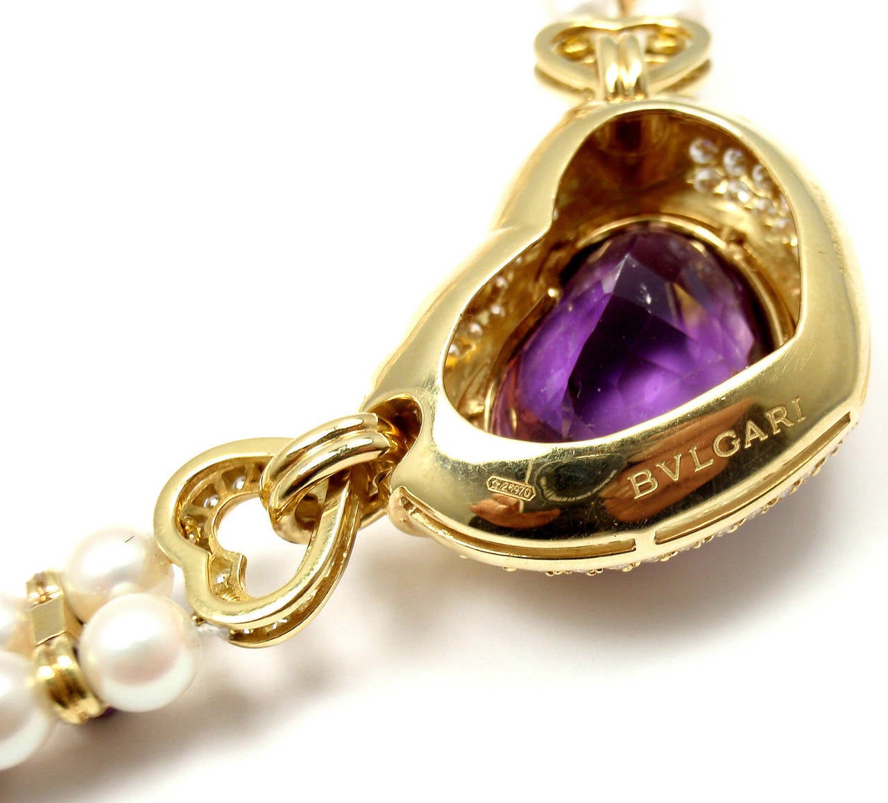 Bulgari Pearl Amethyst Diamond Gold Necklace 1