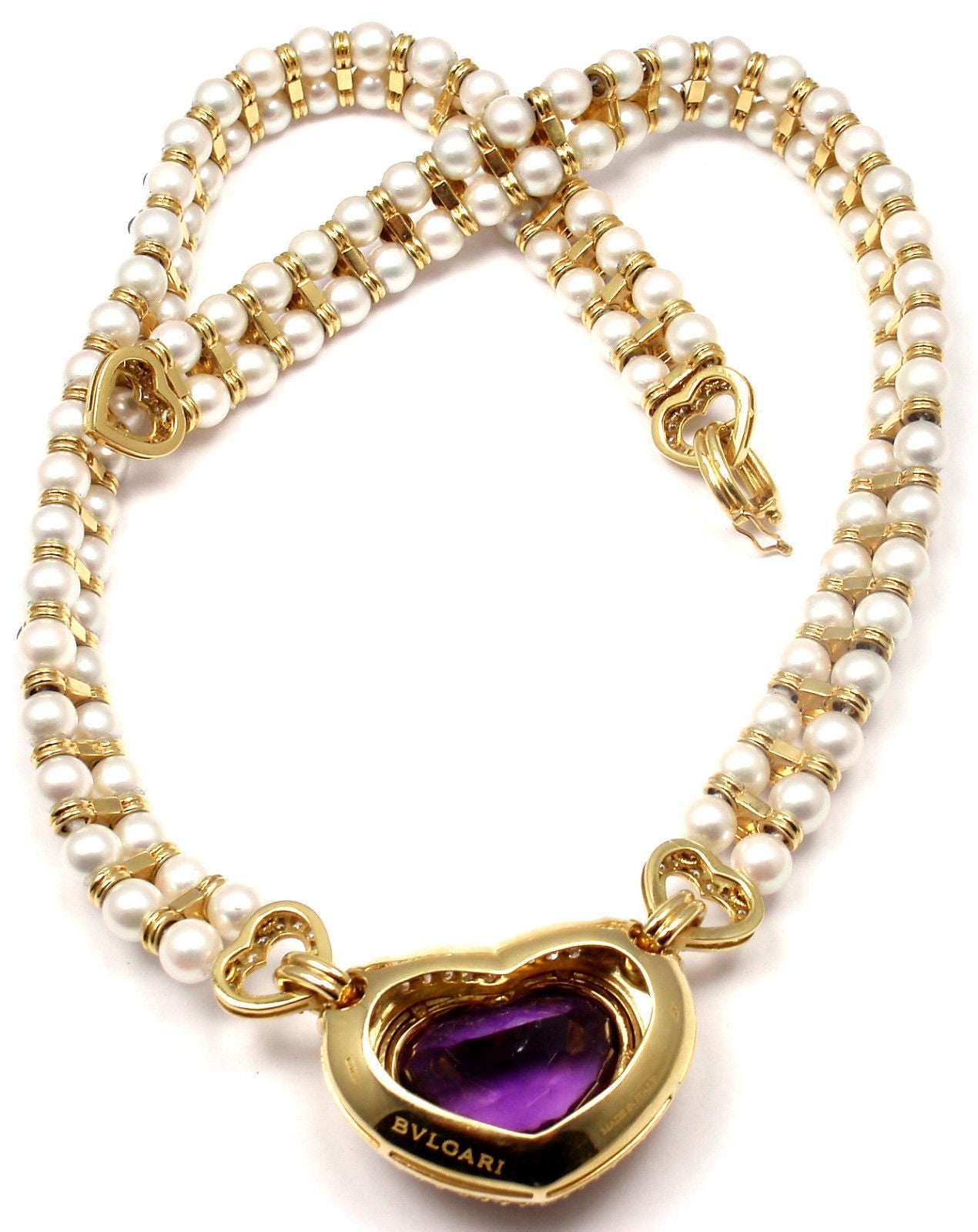 Bulgari Pearl Amethyst Diamond Gold Necklace 2