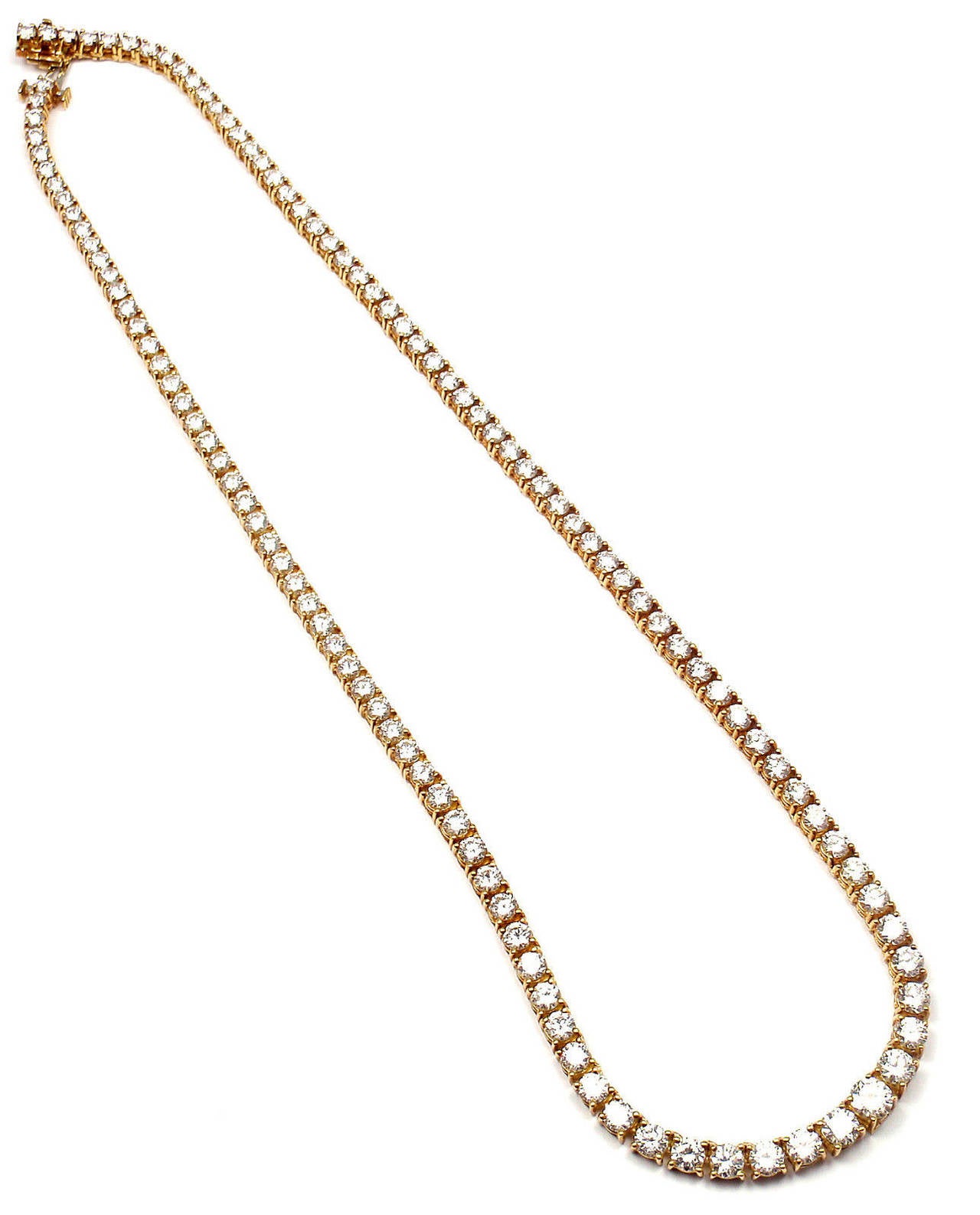 Tiffany & Co. 12.38 Carat Diamond Gold Tennis Necklace 1