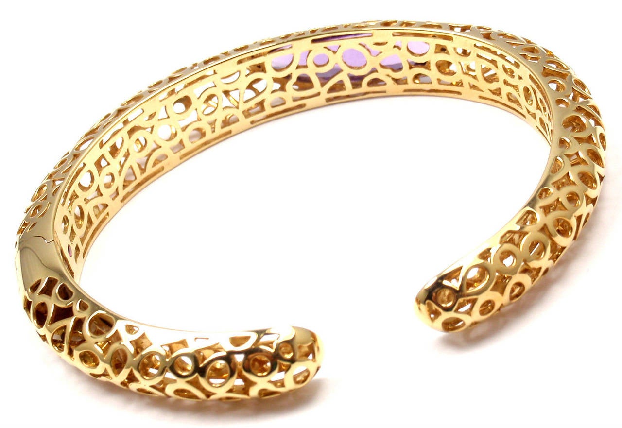 Roberto Coin Mauresque Amethyst Diamond Gold Bangle Bracelet In New Condition In Holland, PA