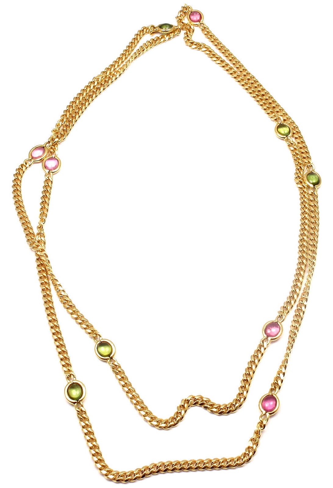 18k Yellow Gold Pink & Green Tourmaline 35