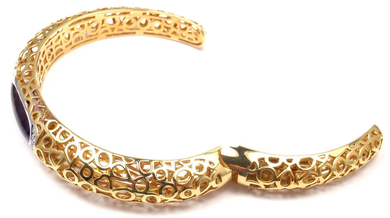 Roberto Coin Mauresque Amethyst Diamond Gold Bangle Bracelet 1