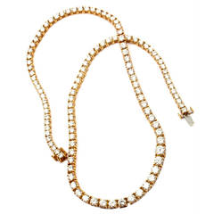 Retro Tiffany & Co. 12.38 Carat Diamond Gold Tennis Necklace
