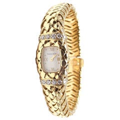 Tiffany & Co. Lady's Yellow Gold Diamond Basket Weave Quartz Wristwatch