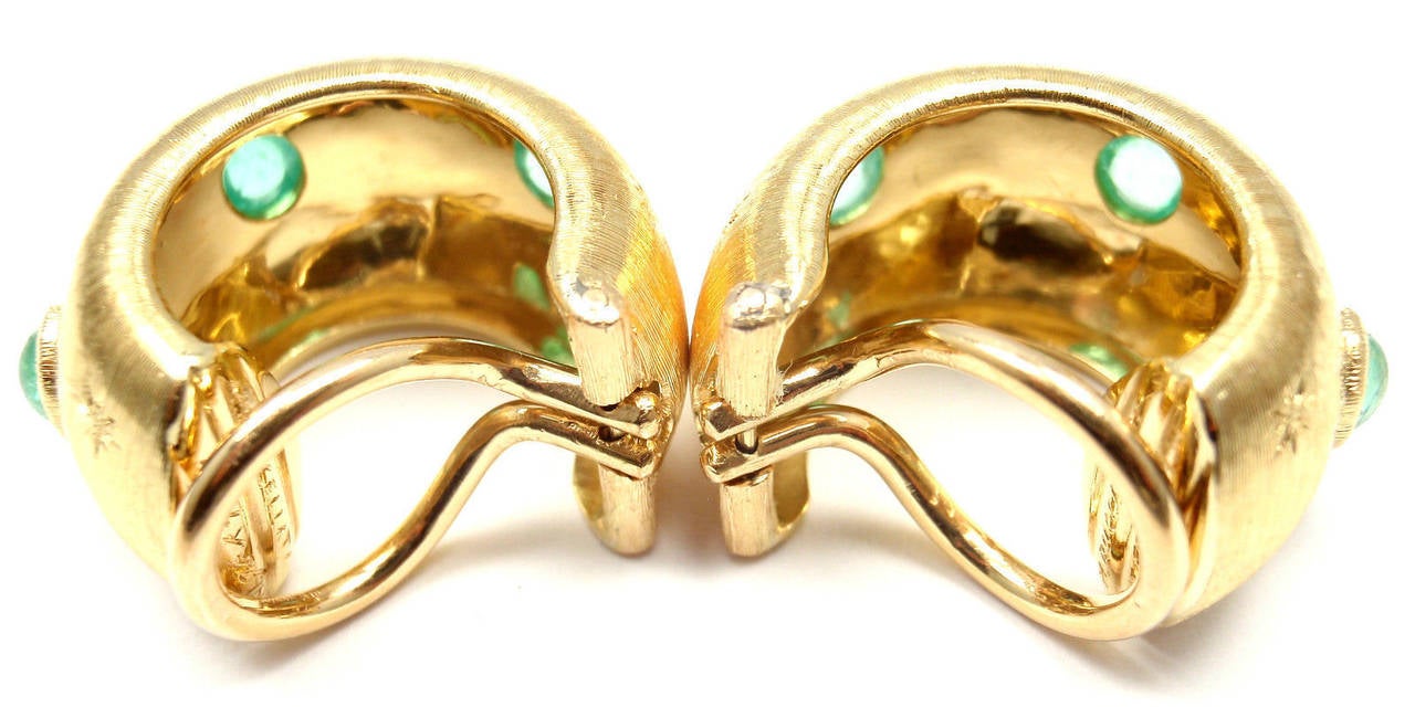 Women's Mario Buccellati Emerald Yellow Gold Hoop Earrings