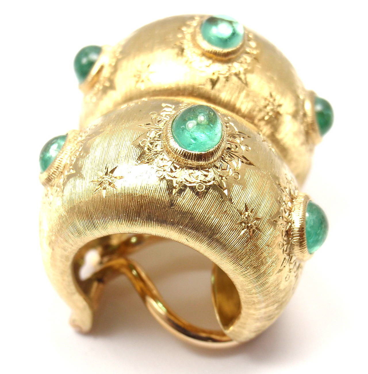 Mario Buccellati Orecchini a cerchio in oro giallo smeraldo