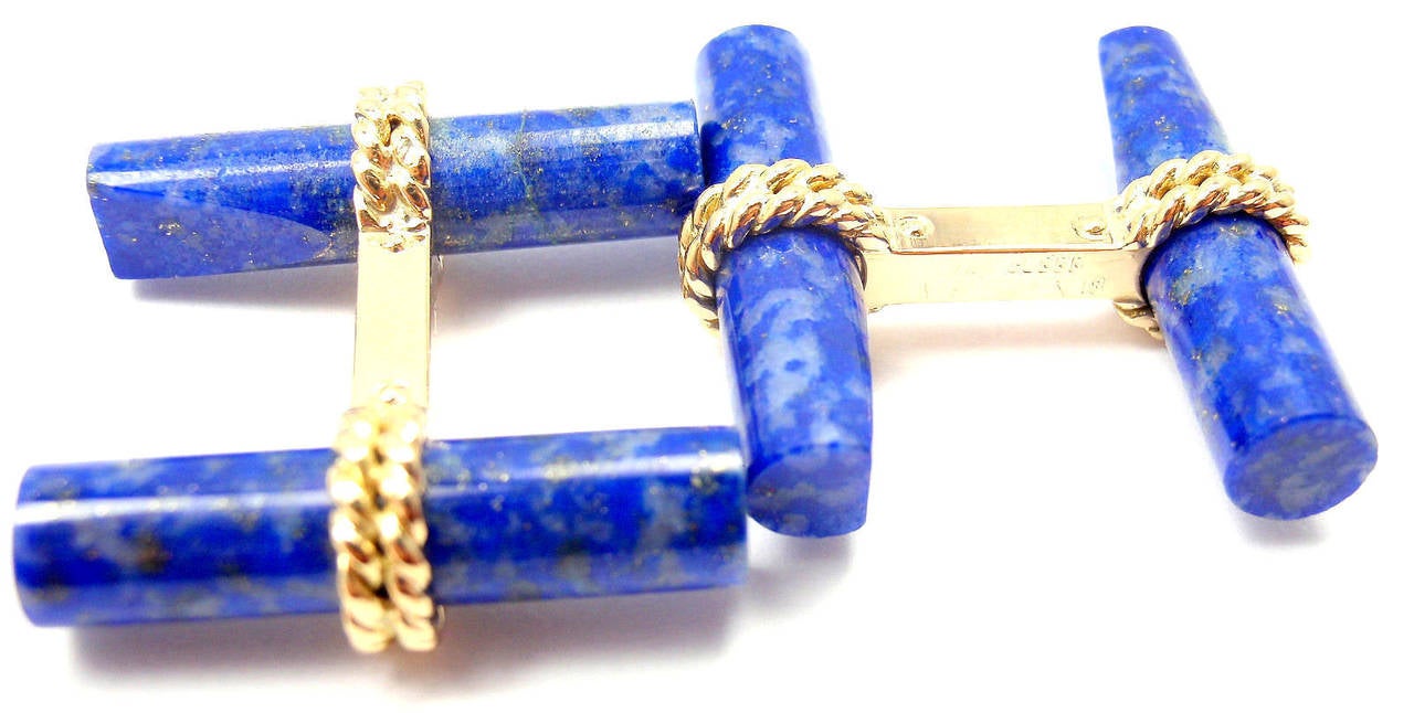 Women's Van Cleef & Arpels Lapis Lazuli Yellow Gold Cufflinks