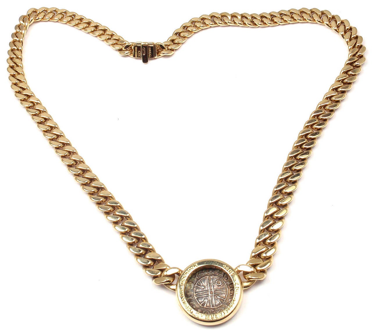 Bulgari Ancient English Coin Gold Link Necklace 3