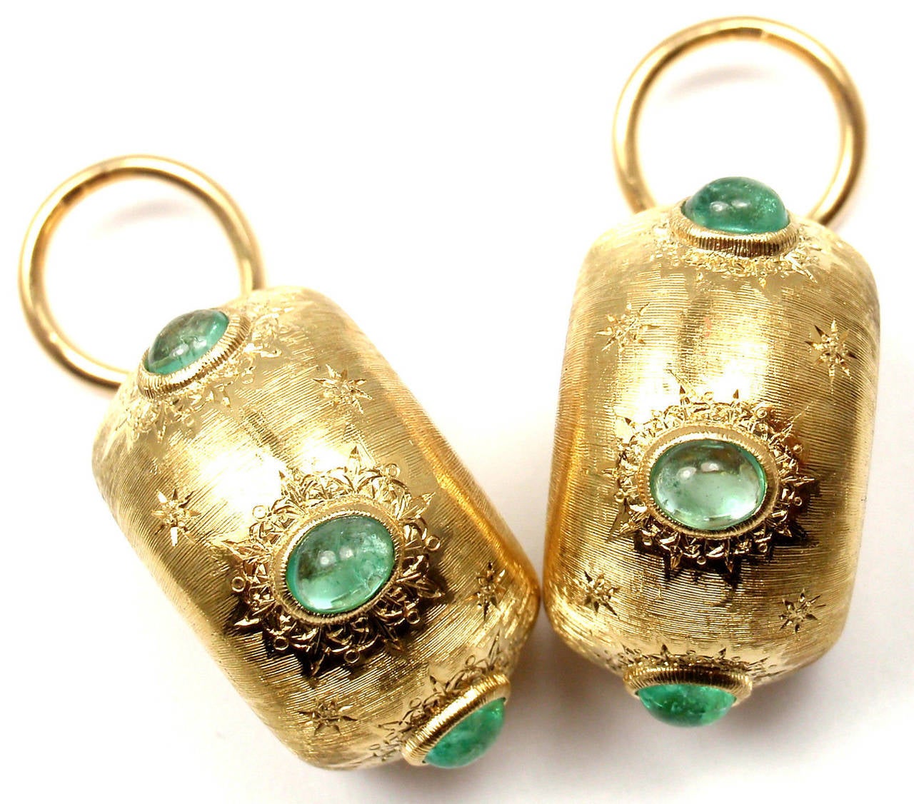 Mario Buccellati Emerald Yellow Gold Hoop Earrings 5