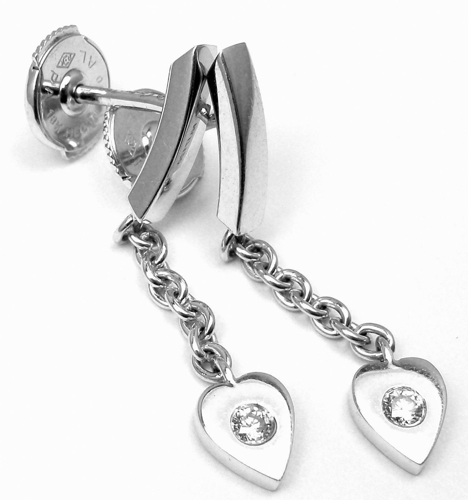 Cartier Diamond Gold Drop Dangle Heart Earrings In New Condition In Holland, PA
