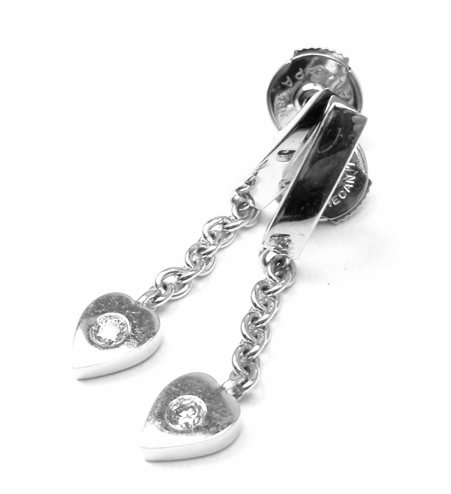 Cartier Diamond Gold Drop Dangle Heart Earrings 3