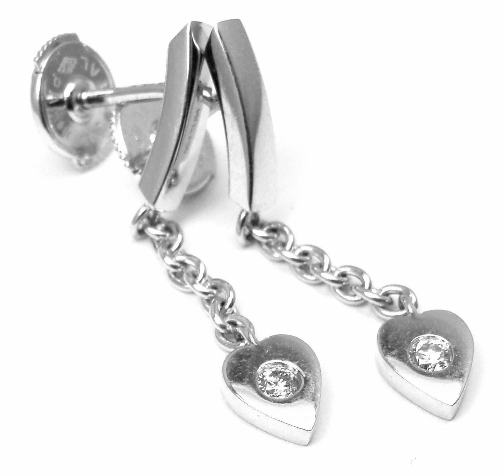 Cartier Diamond Gold Drop Dangle Heart Earrings 4