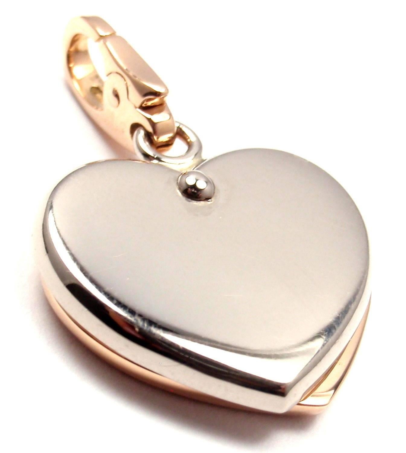 Cartier Two Color Gold Heart Charm Pendant In New Condition In Holland, PA