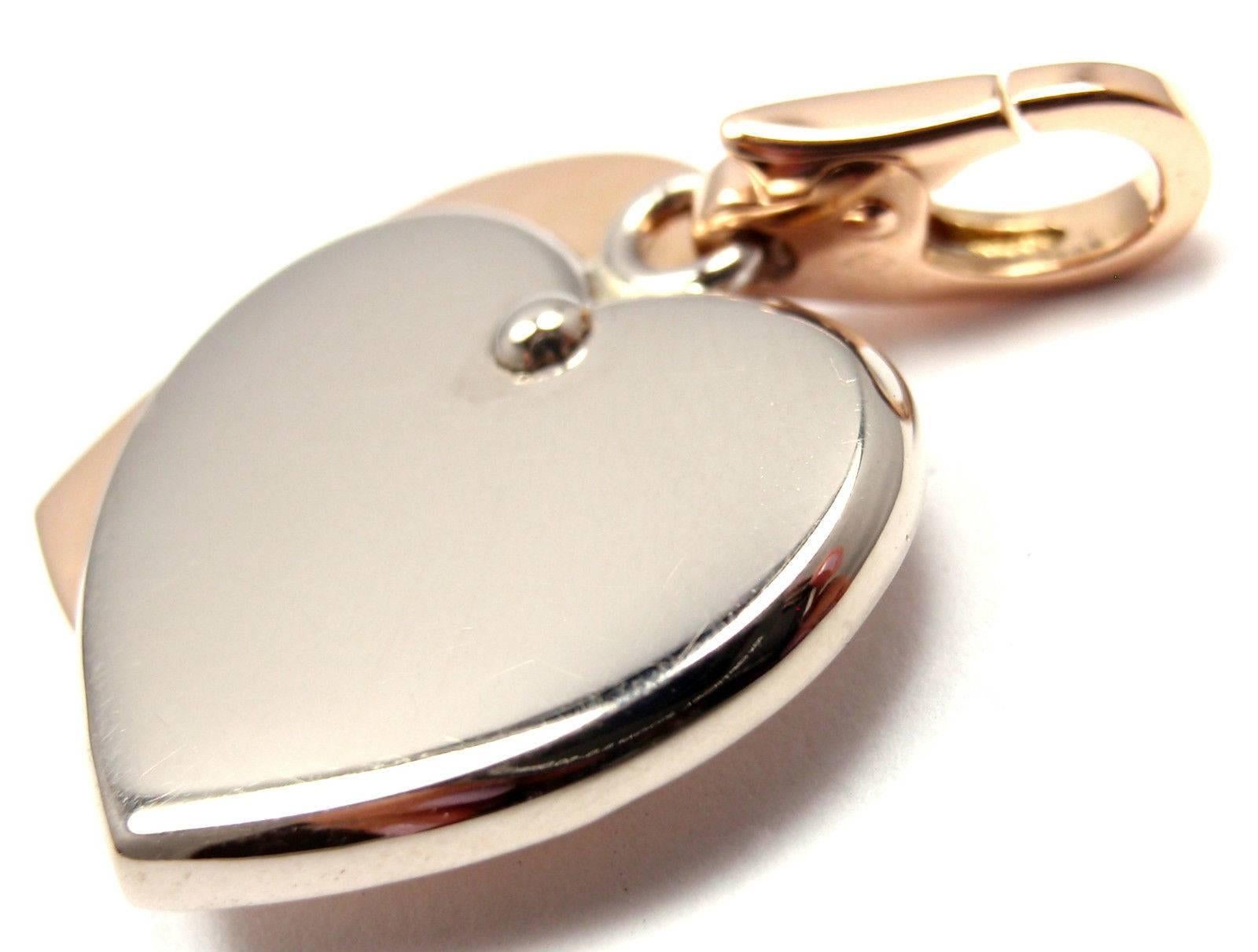 Women's or Men's Cartier Two Color Gold Heart Charm Pendant