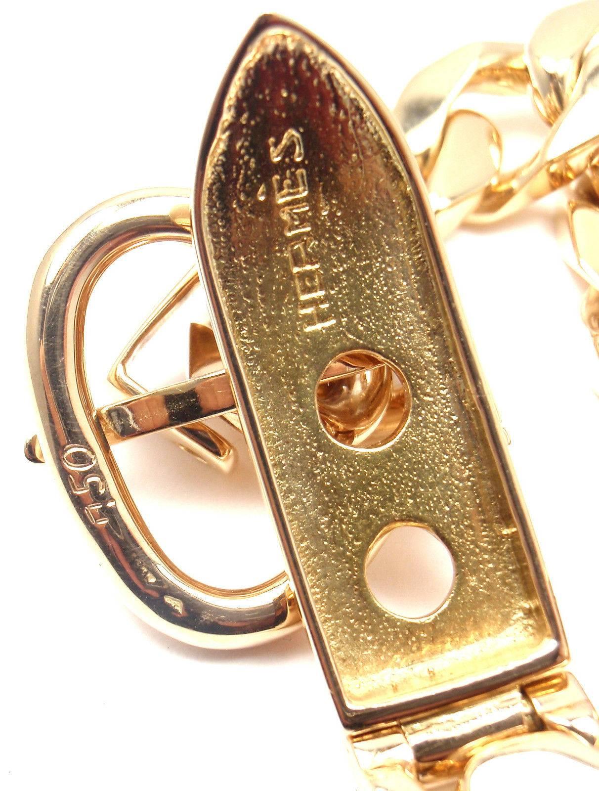 Hermes Gold Curb Link Chain Large Buckle Bracelet 1