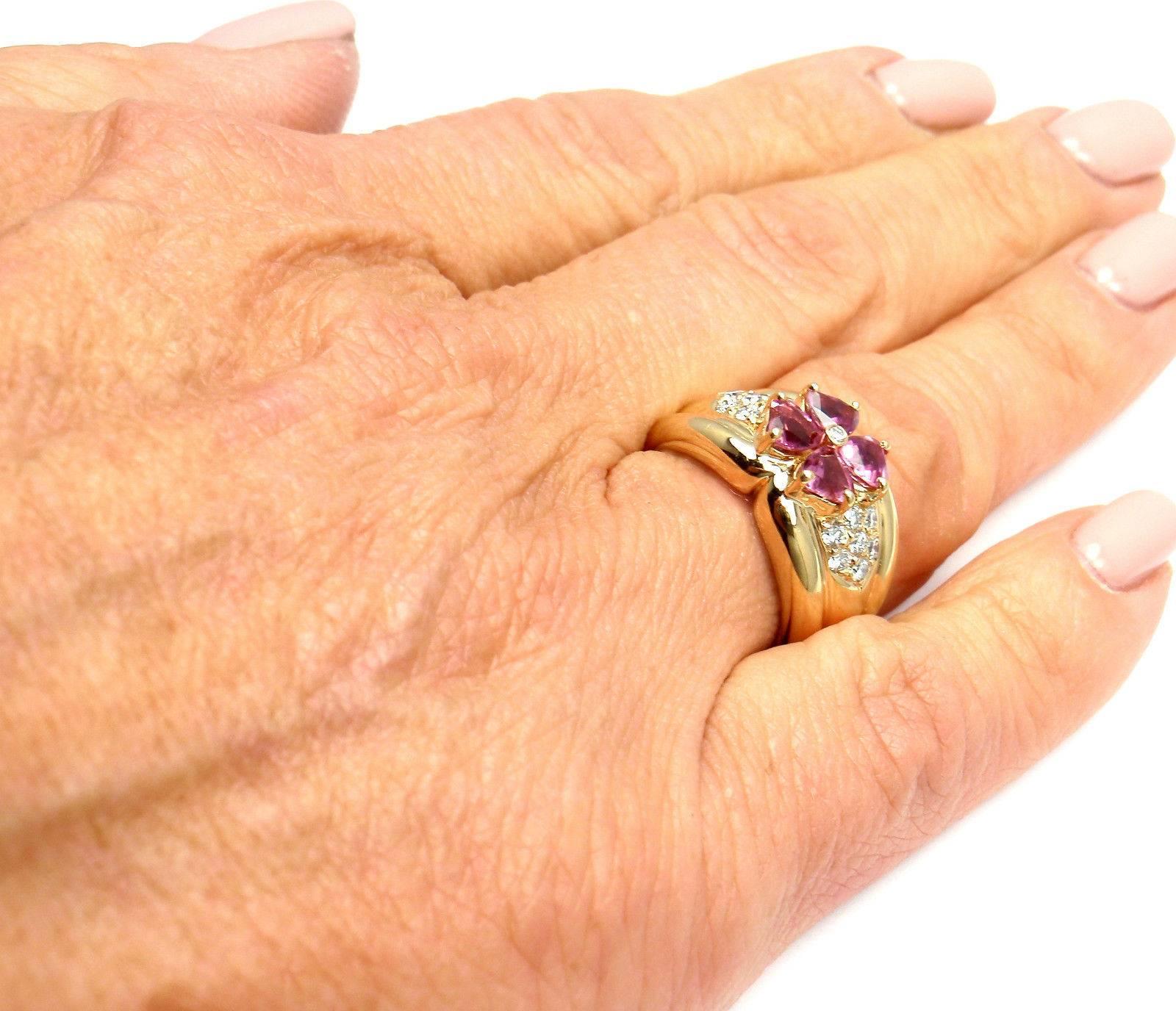 Van Cleef & Arpels Pink Sapphire Diamond Gold Flower Ring 4