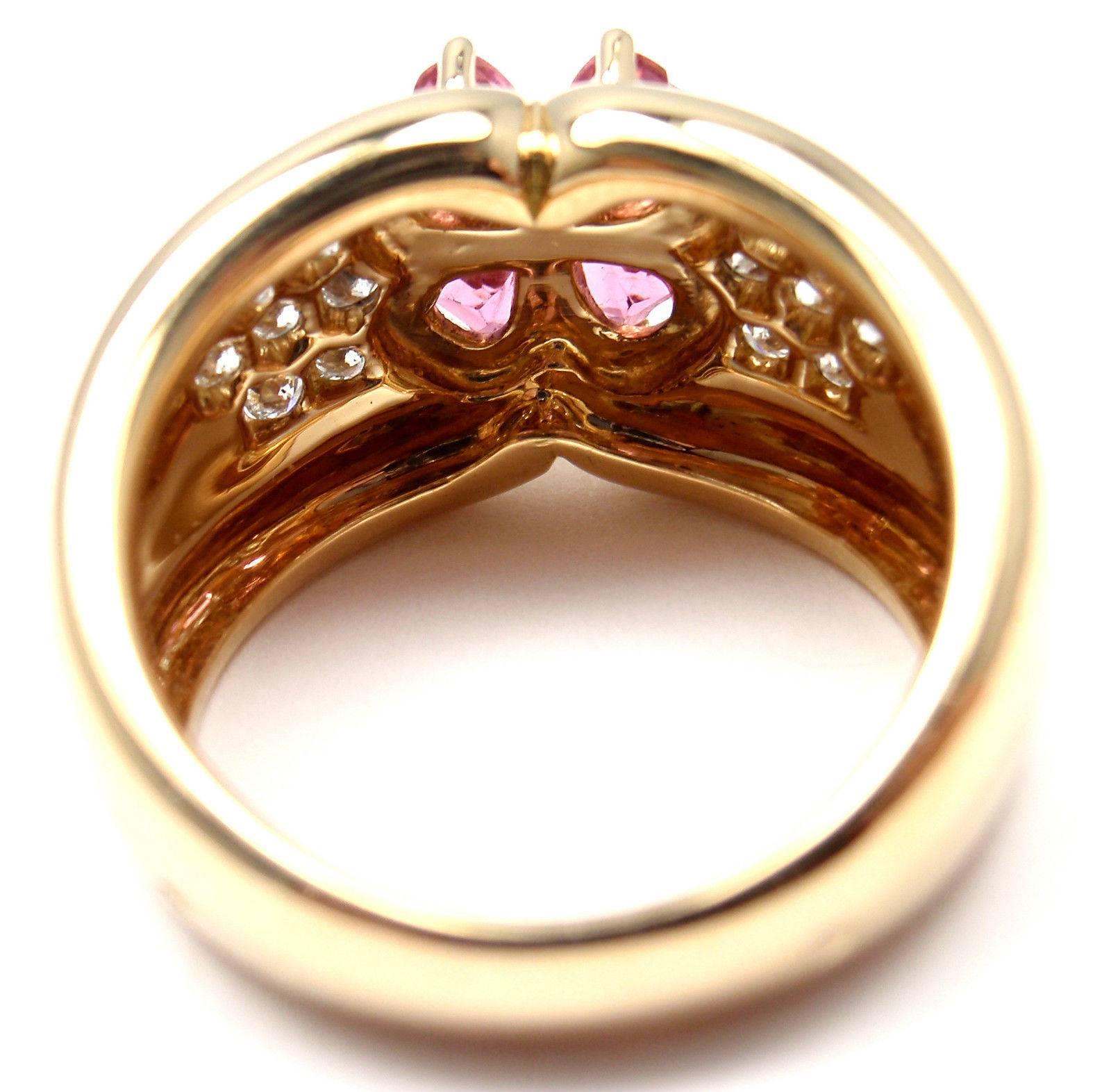 Van Cleef & Arpels Pink Sapphire Diamond Gold Flower Ring 1