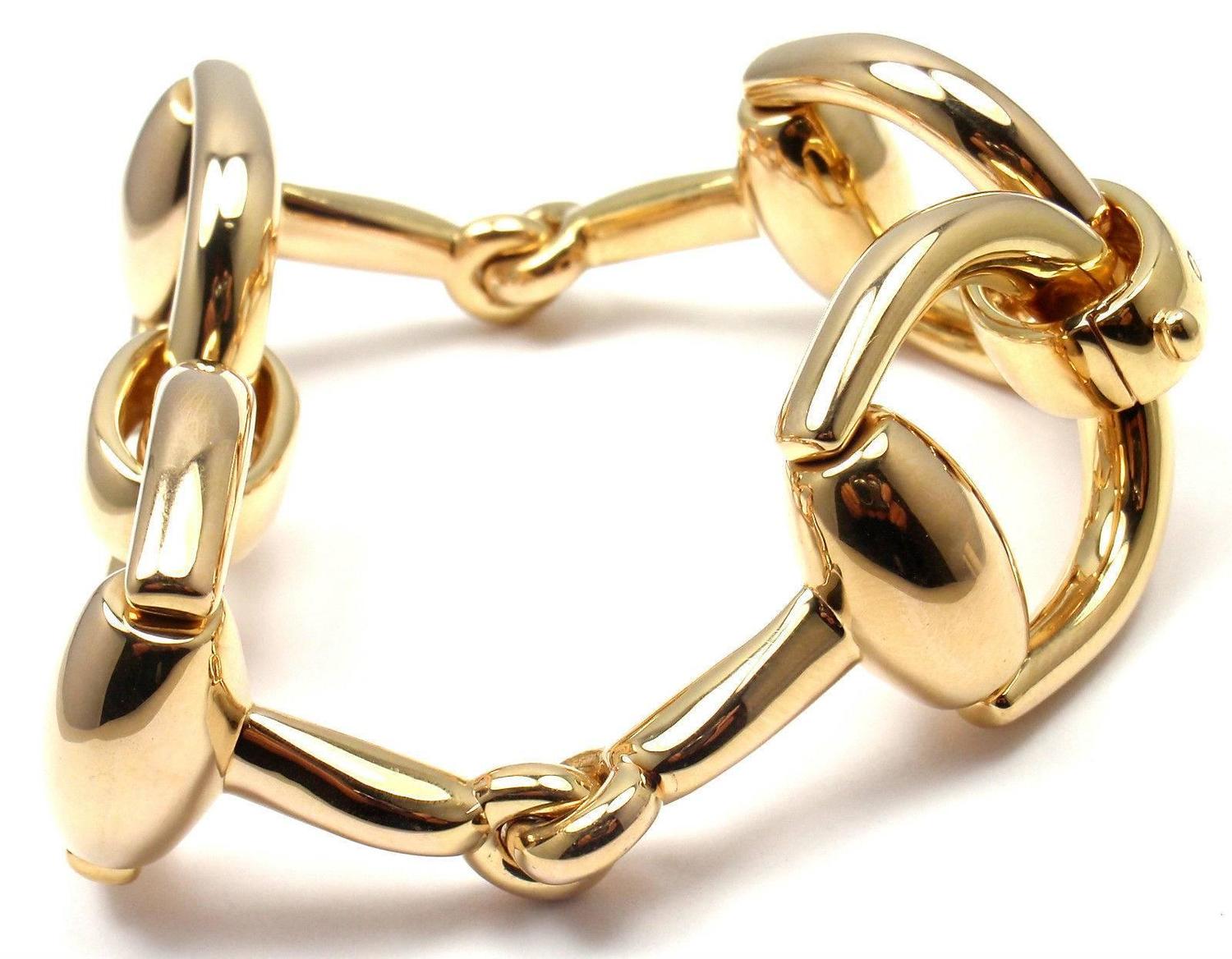 Gucci Gold Horsebit Large Link Bracelet For Sale at 1stdibs