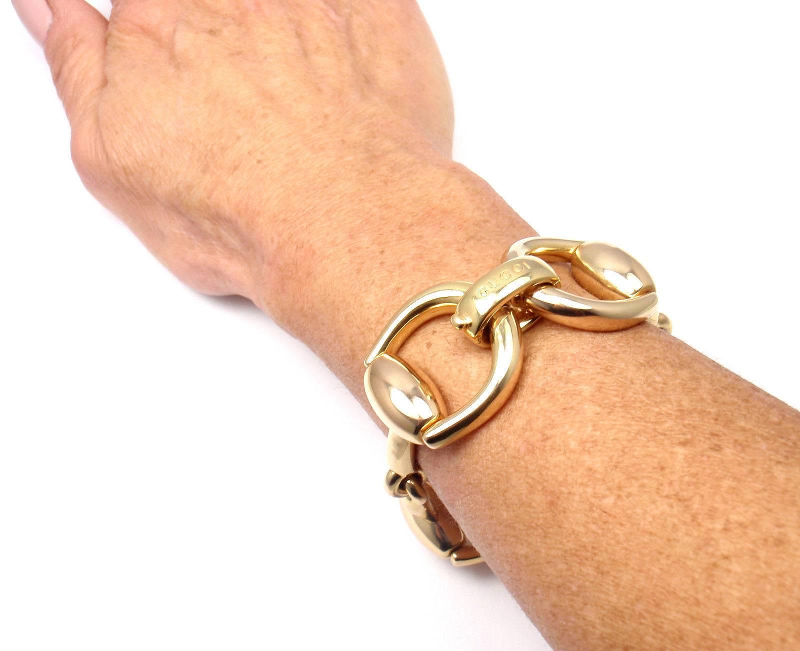 Women's or Men's Gucci Gold Horsebit Large Link Bracelet