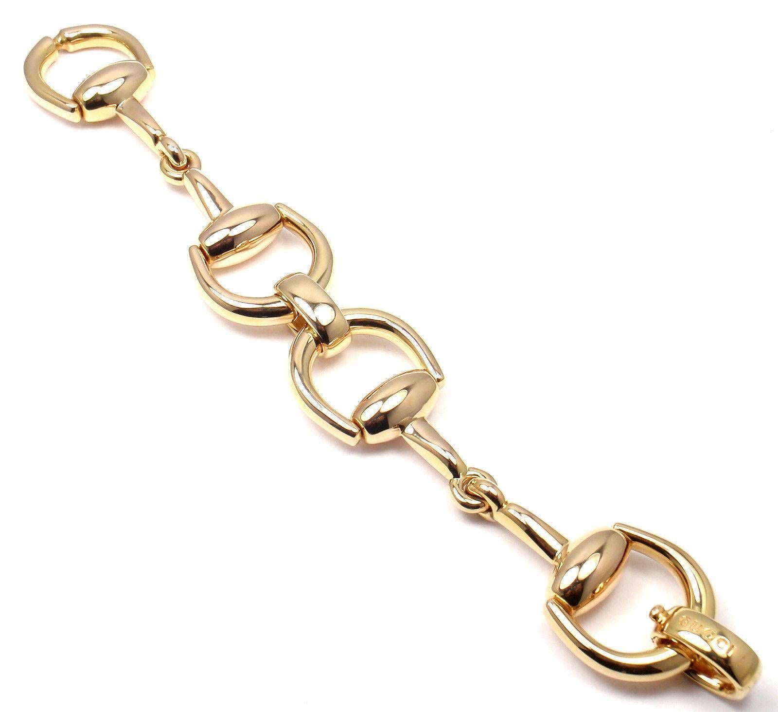 Gucci Gold Horsebit Large Link Bracelet In New Condition In Southampton, PA