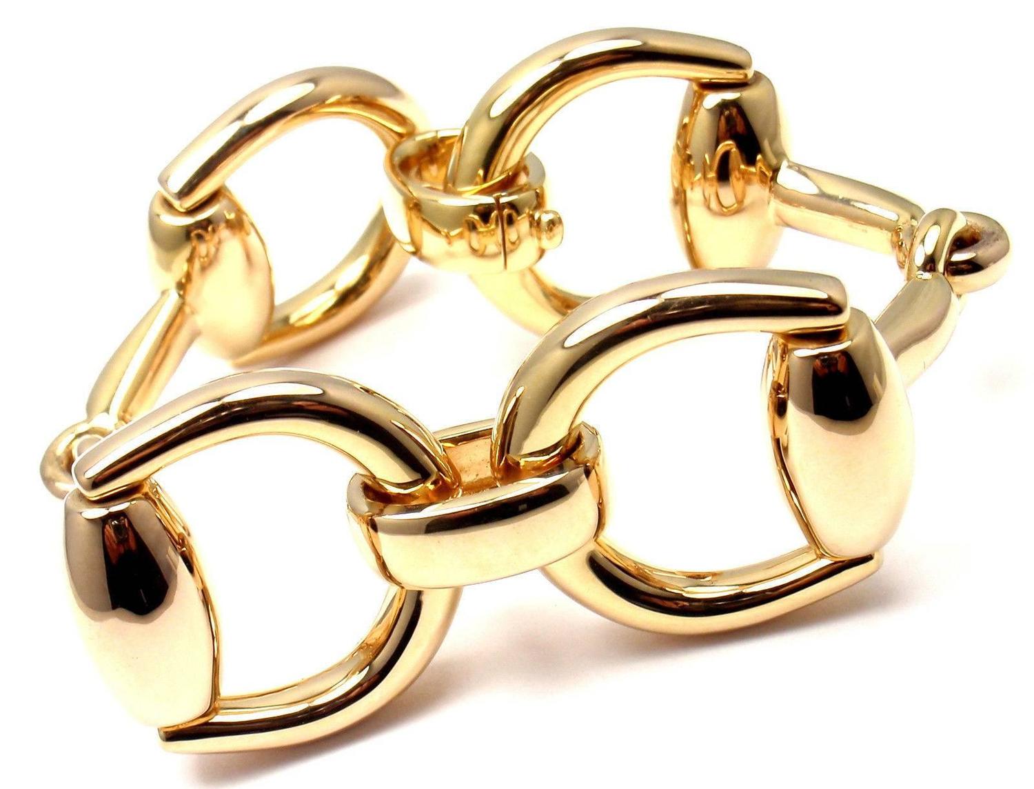 Gucci Gold Horsebit Large Link Bracelet For Sale at 1stdibs