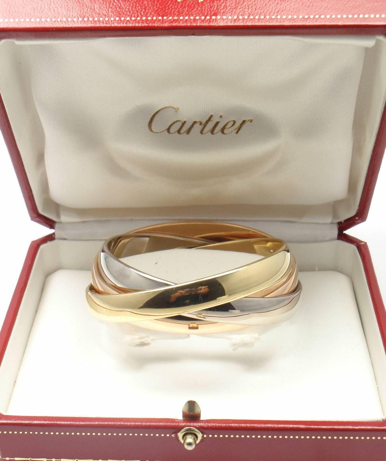 Cartier Trinity Rolling Large Model Tricolor Gold Bangle Bracelet 1