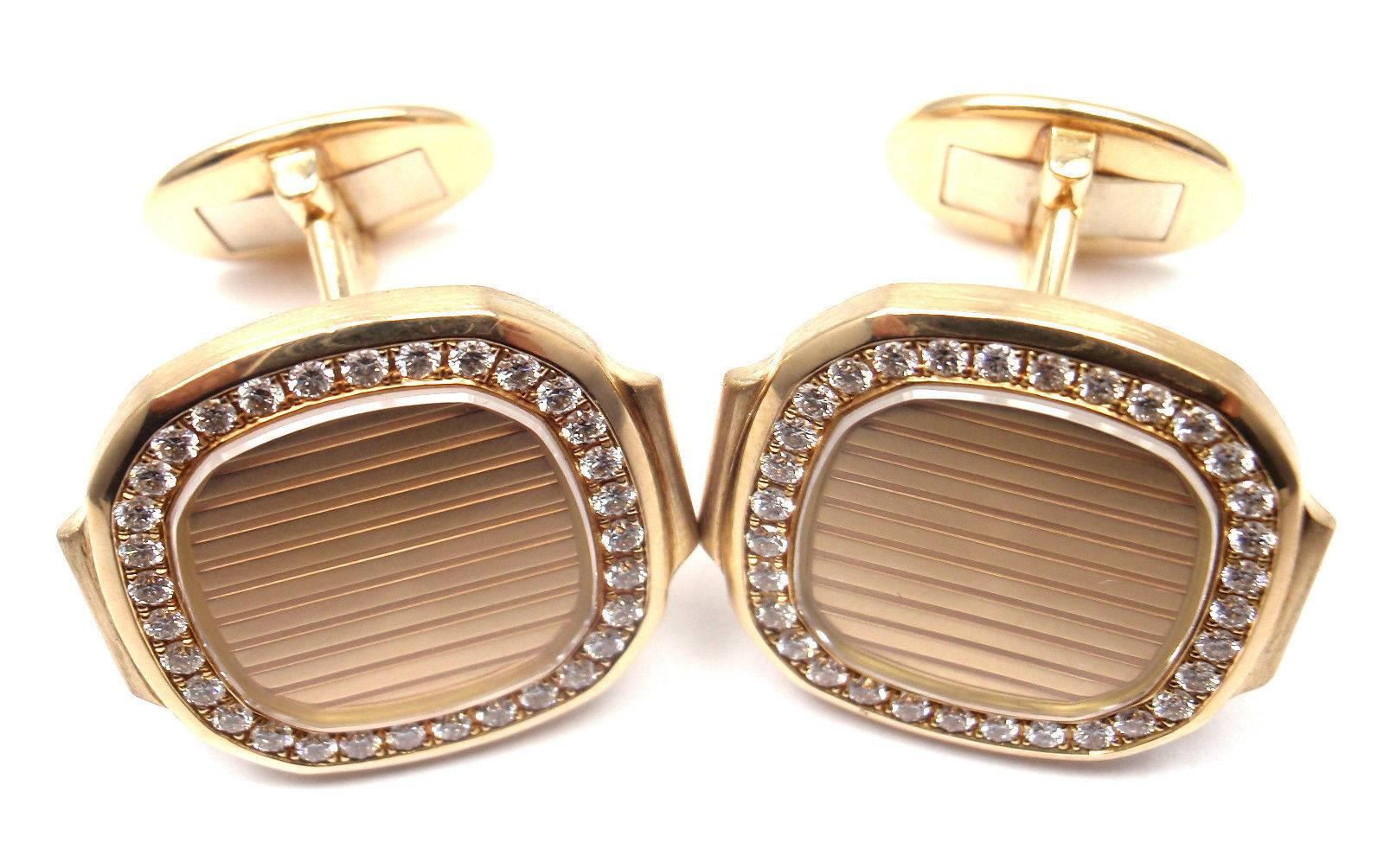 Patek Philippe Diamond Gold Nautilus Cufflinks In New Condition In Southampton, PA