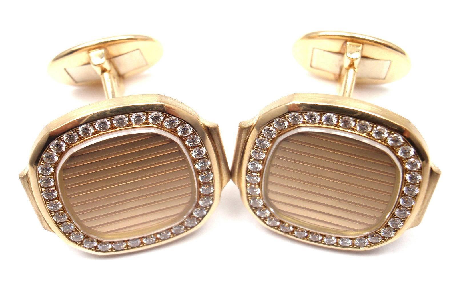 Patek Philippe Diamond Gold Nautilus Cufflinks In New Condition In Holland, PA