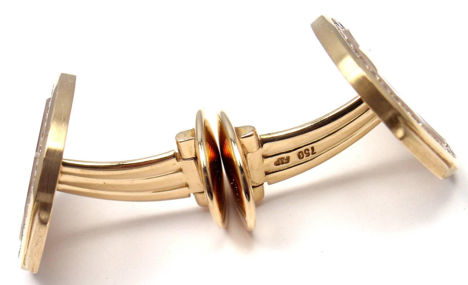 Women's or Men's Patek Philippe Diamond Gold Nautilus Cufflinks