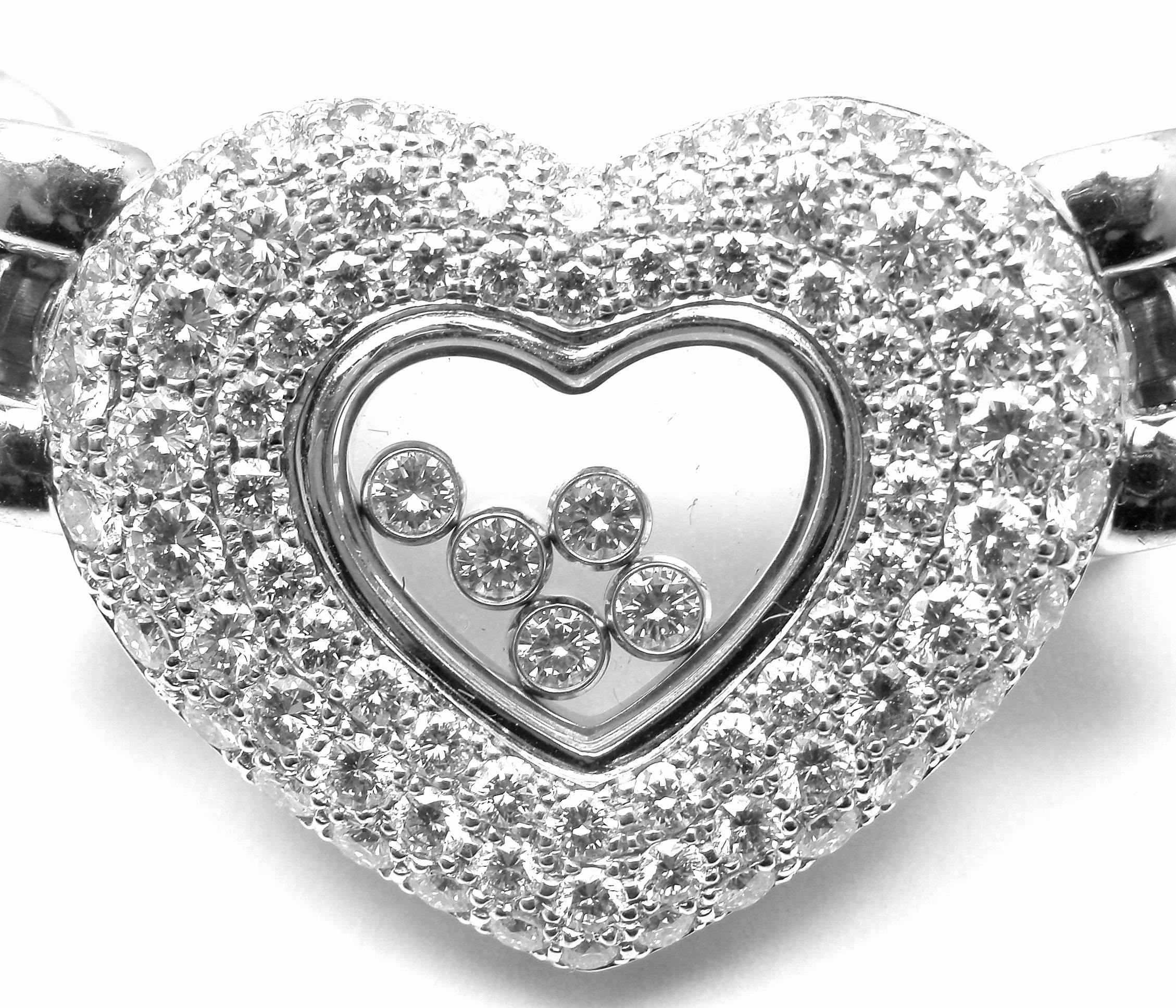 18k White Gold Happy Diamonds Diamond Heart Necklace by Chopard. 
With 83 round brilliant cut diamonds VVS1 clarity, E color total weight approx. 2.59ct

Details:
Chain: Length: 15.5