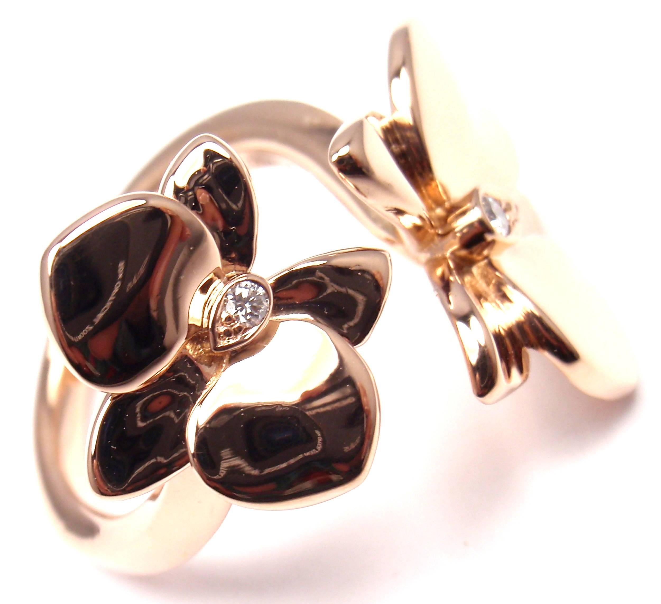 Cartier Caresse D'Orchidées Diamond Gold Orchid Flower Ring 2