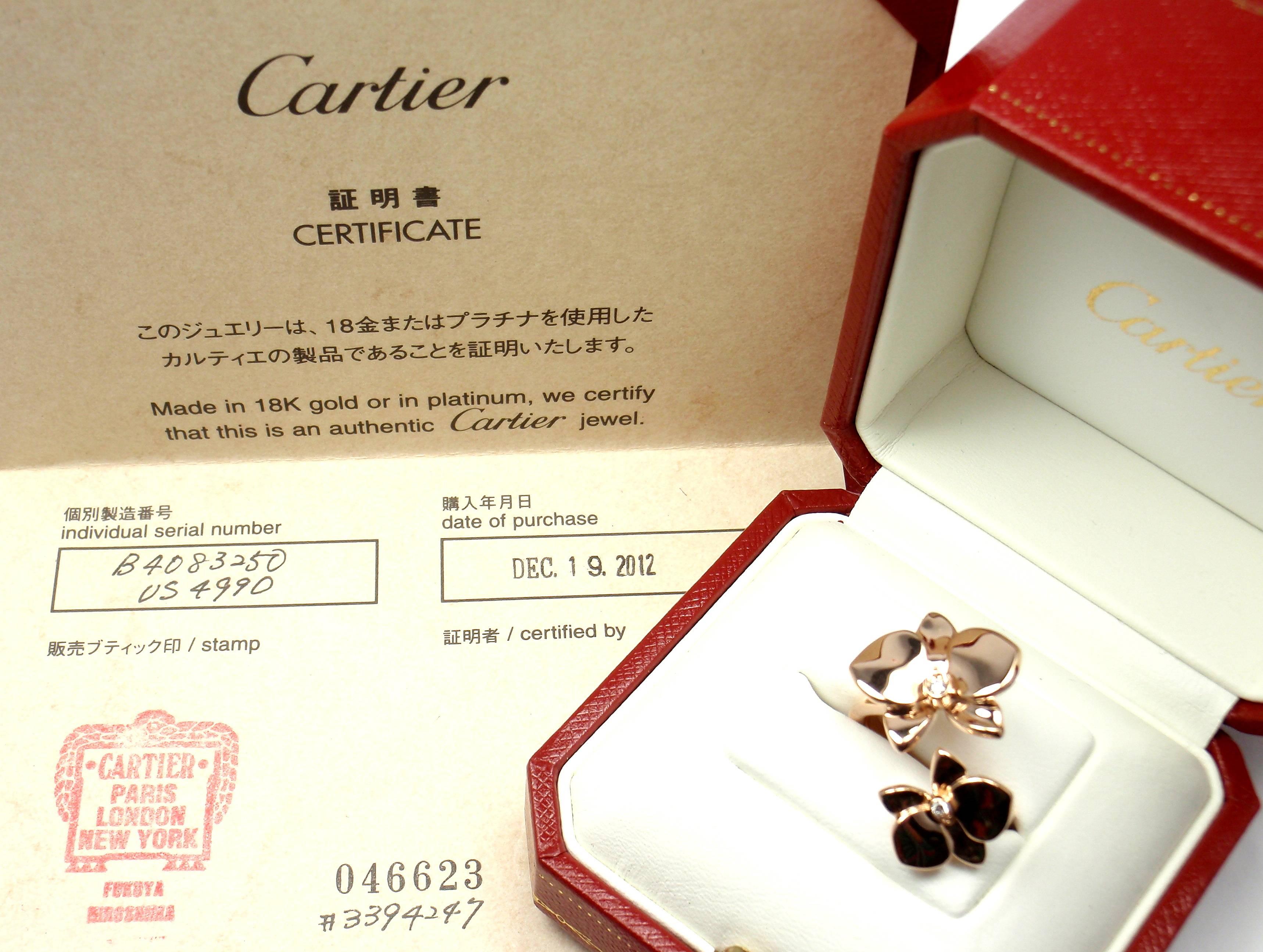 Cartier Caresse D'Orchidées Diamond Gold Orchid Flower Ring 3