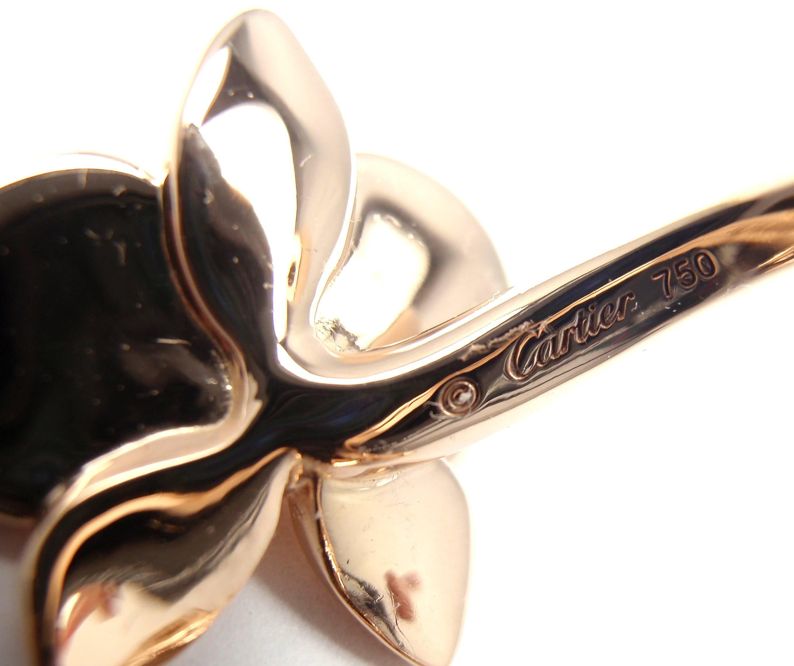 Women's or Men's Cartier Caresse D'Orchidées Diamond Gold Orchid Flower Ring