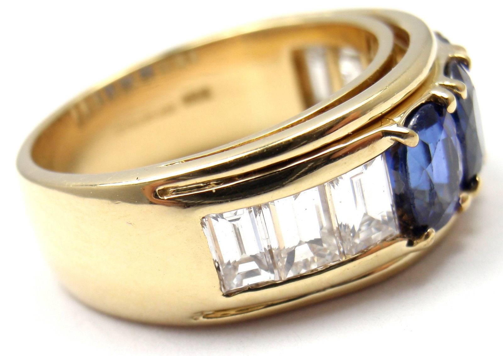 Tiffany & Co. Sapphire Diamond Gold Band Ring In New Condition In Holland, PA