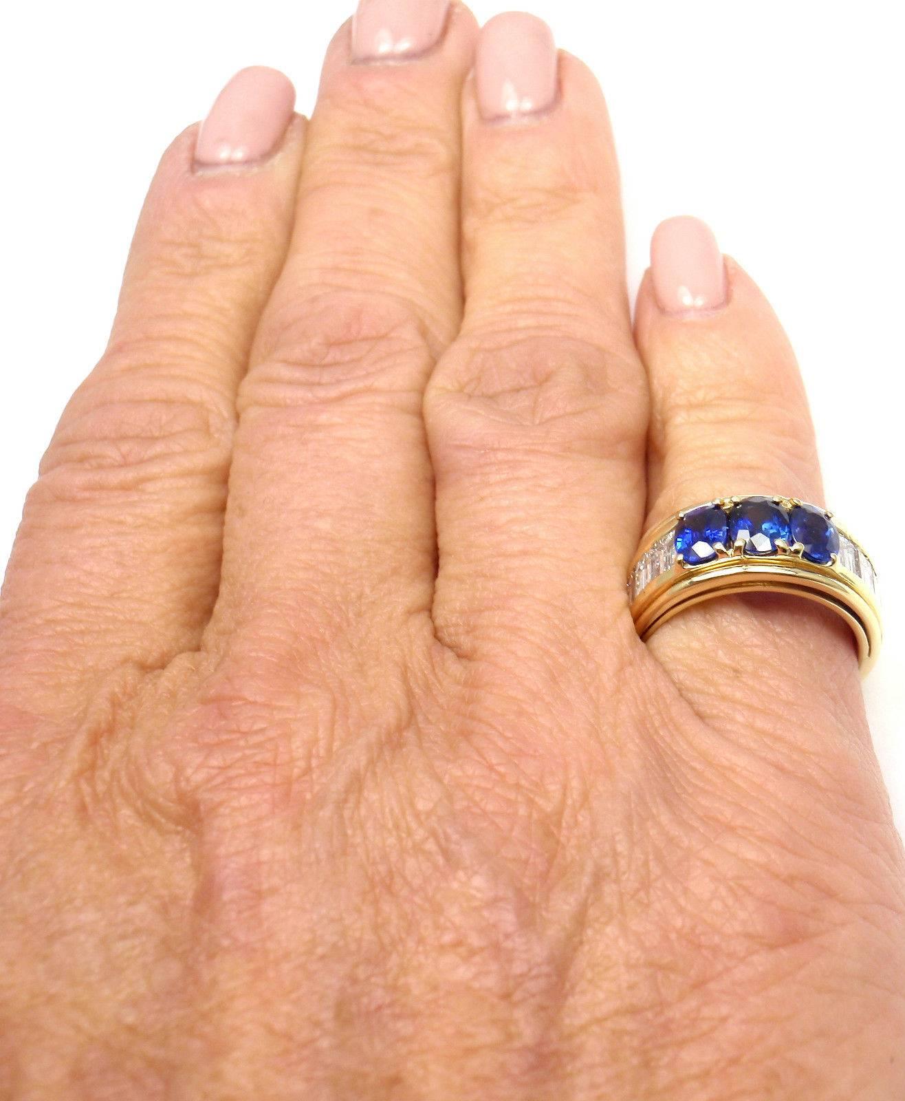 Tiffany & Co. Sapphire Diamond Gold Band Ring 1