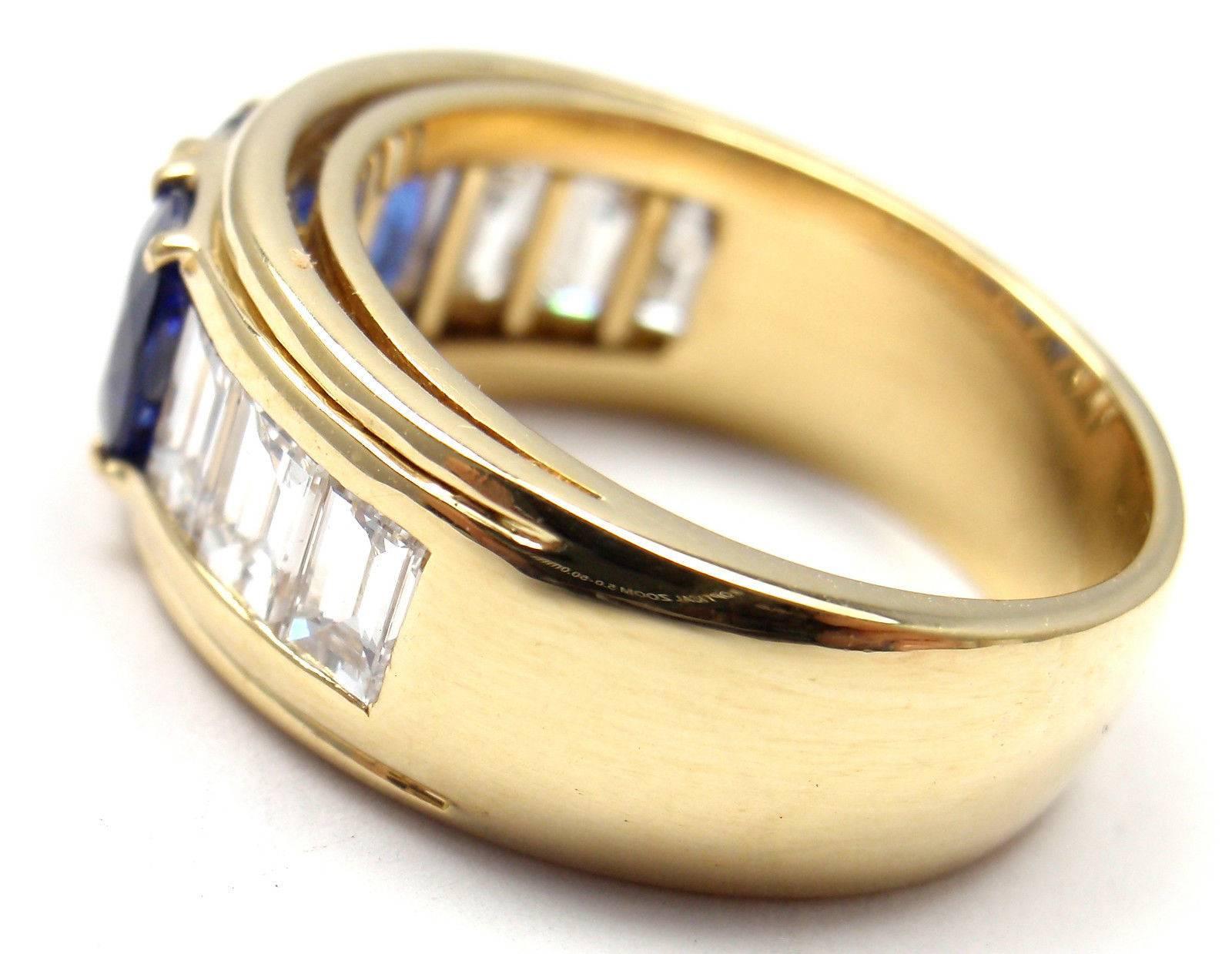 Tiffany & Co. Sapphire Diamond Gold Band Ring 4