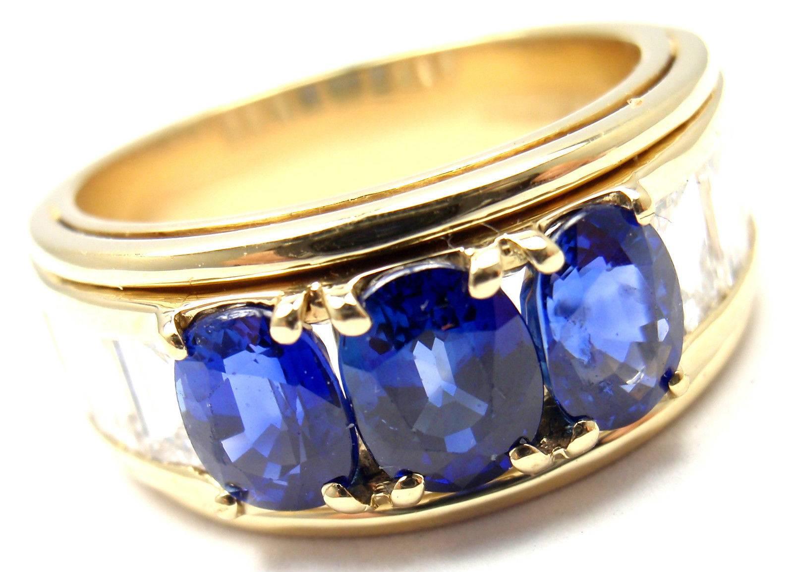 Tiffany & Co. Sapphire Diamond Gold Band Ring 5