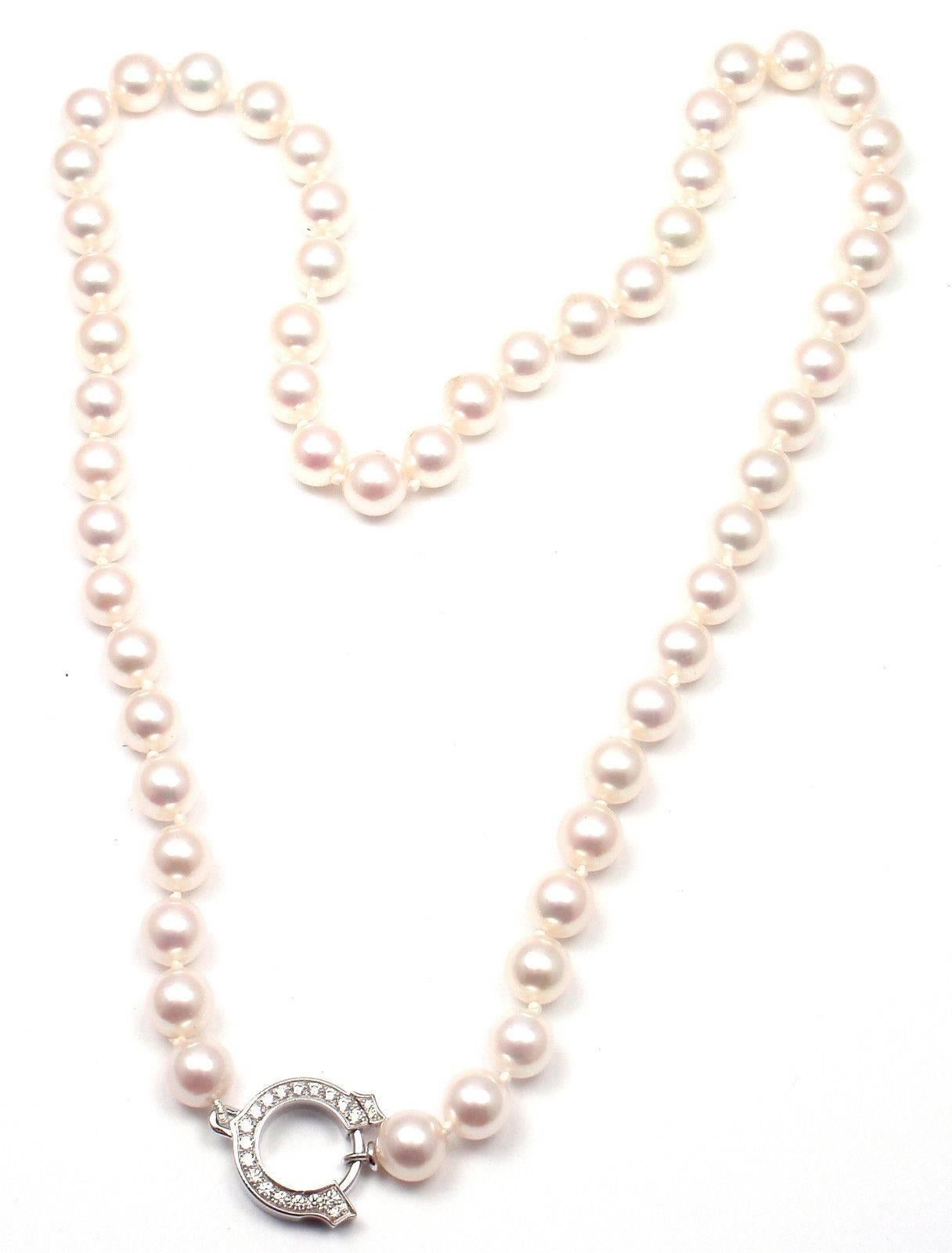 Women's or Men's Cartier C De Cartier Pearl Diamond Gold Necklace